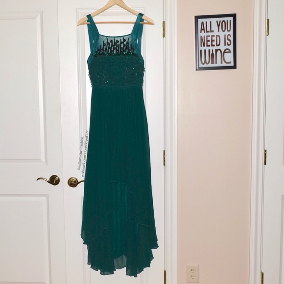 Free People Dresses & Skirts - FREE PEOPLE Party Dress Intricate Long Draped Gown